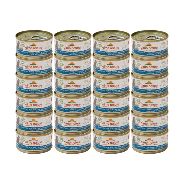 알모네이쳐 퀴진 참치와 닭고기와 치즈 캔 70g 24묶음