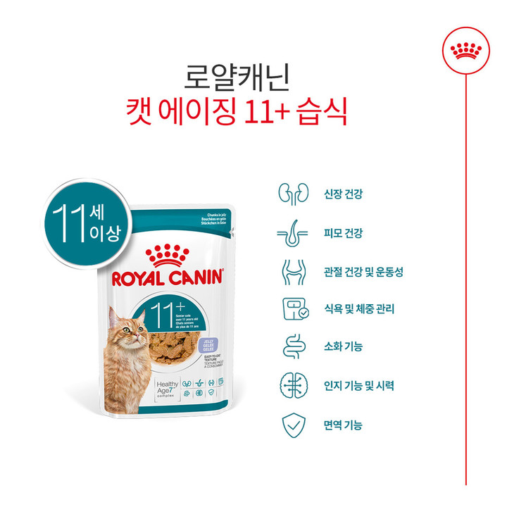 로얄캐닌 캣 에이징 11+ 젤리 파우치 85g 관절 건강 12묶음