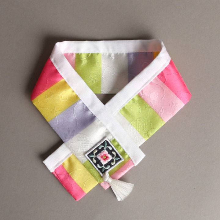 이츠독 색동자수 한복 케이프 핑크