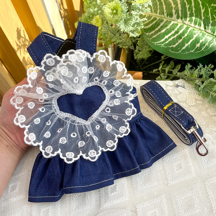 냥슬아치 플라워 데님 원피스 진청