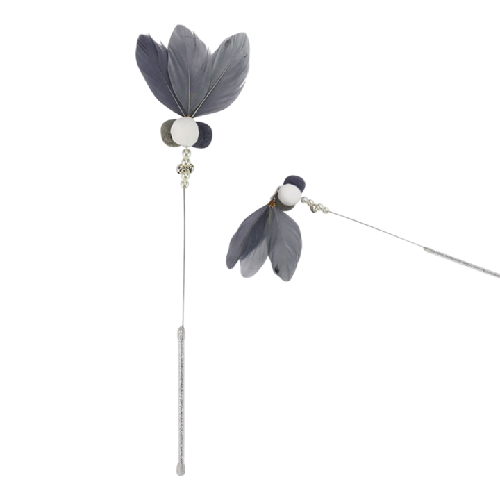 크레용펫 고양이 방울 깃털 스틱 그레이