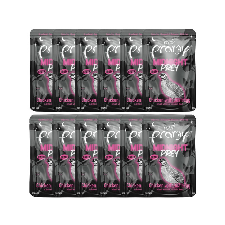 프라미 야식 치킨&메추리알 브로스 파우치 80g 12개입