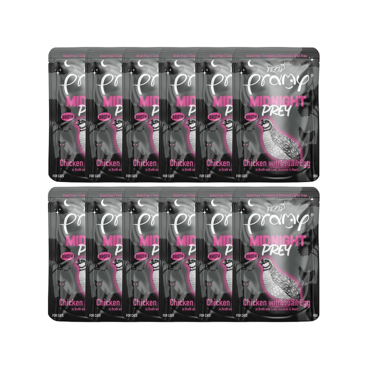 프라미 야식 치킨&메추리알 브로스 파우치 80g 12개입