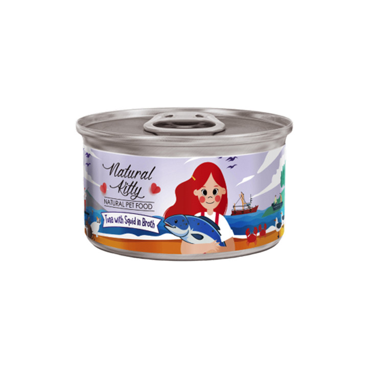 내추럴키티 육수캔 자연산 참치와 오징어수프 80g