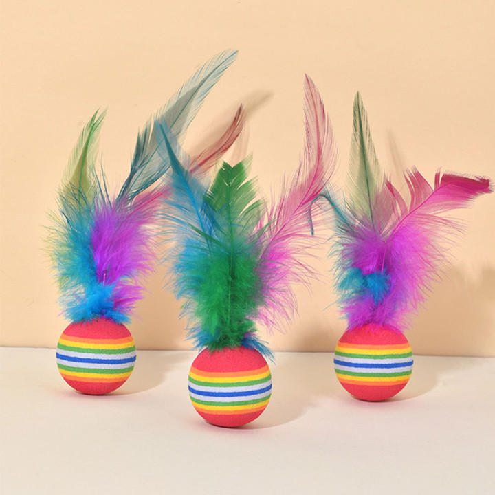 크레용펫 레인보우 깃털 탱탱볼 공 장난감