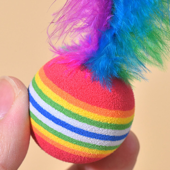 크레용펫 레인보우 깃털 탱탱볼 공 장난감