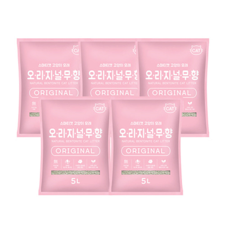 스마티캣 고양이모래 5L 무향 5묶음
