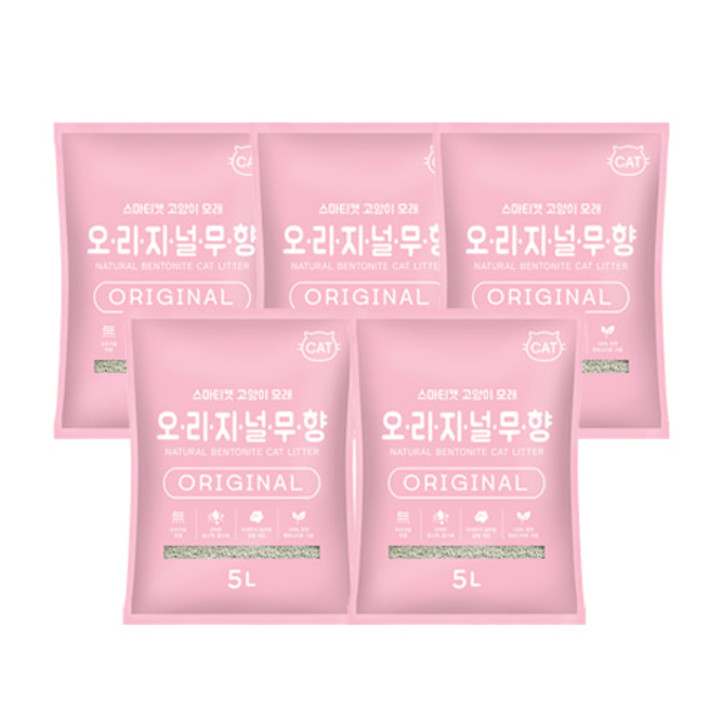 스마티캣 고양이모래 5L 무향 5묶음