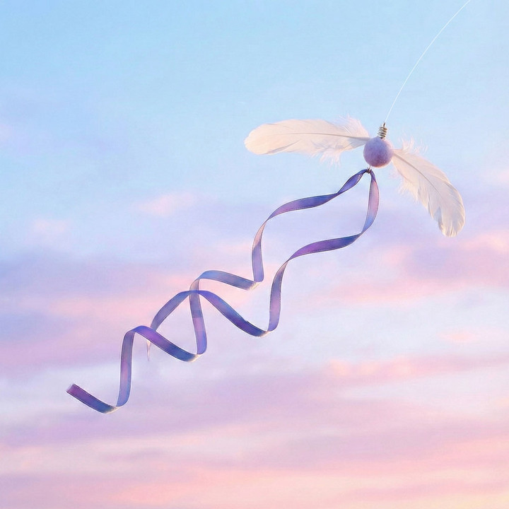 크레용펫 빙글빙글 리본 회전 깃털 낚시대 리필(3color_랜덤)