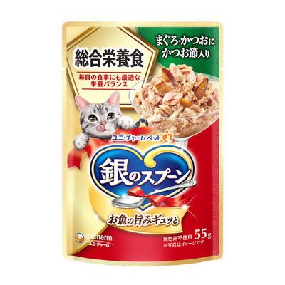 유니참 긴노스푼 참치&가다랑어&가다랑어포 주식 파우치 55g