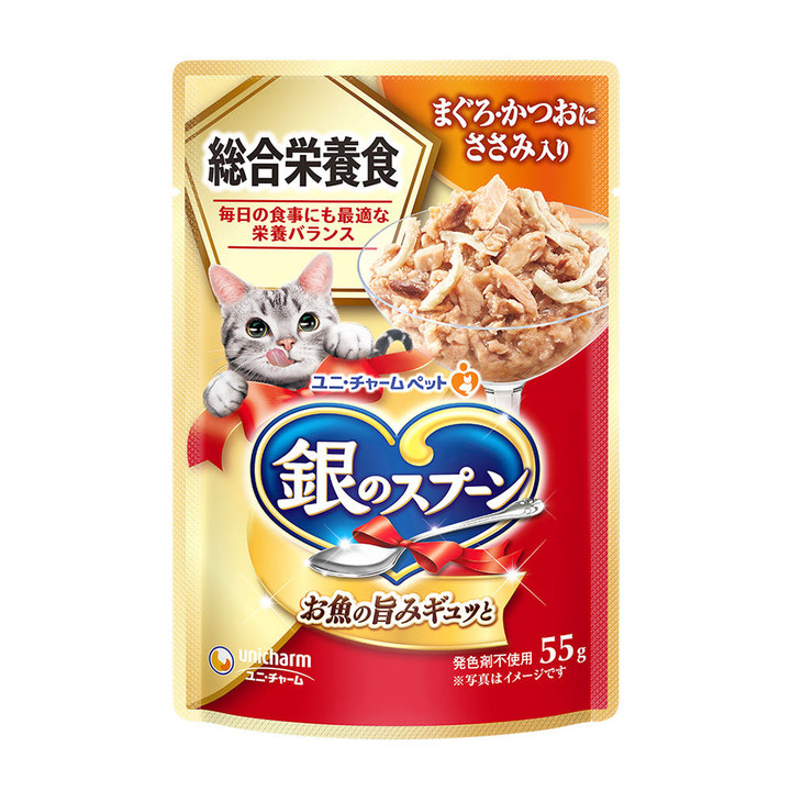 유니참 긴노스푼 참치&가다랑어&닭가슴살 주식 파우치 55g