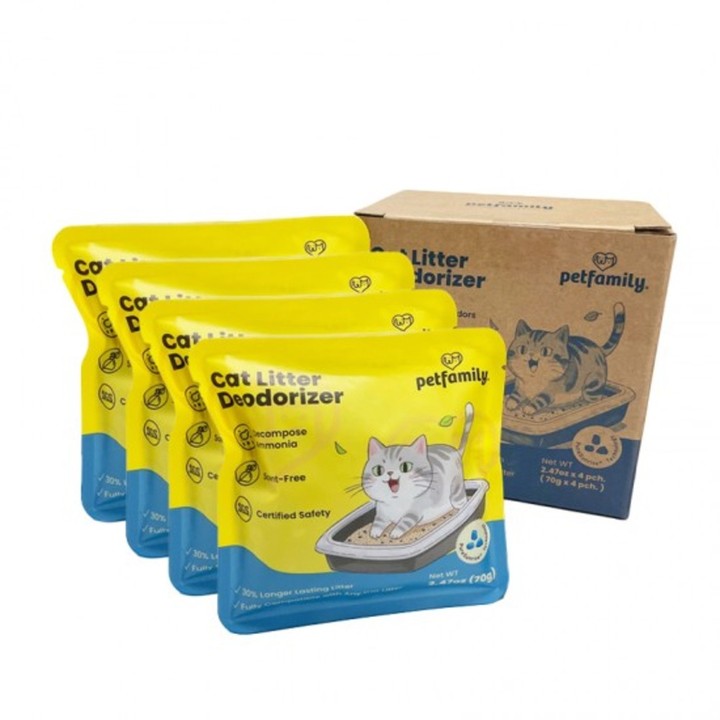 펫페밀리 고양이 모래 탈취제 파우치 70g, 4개입