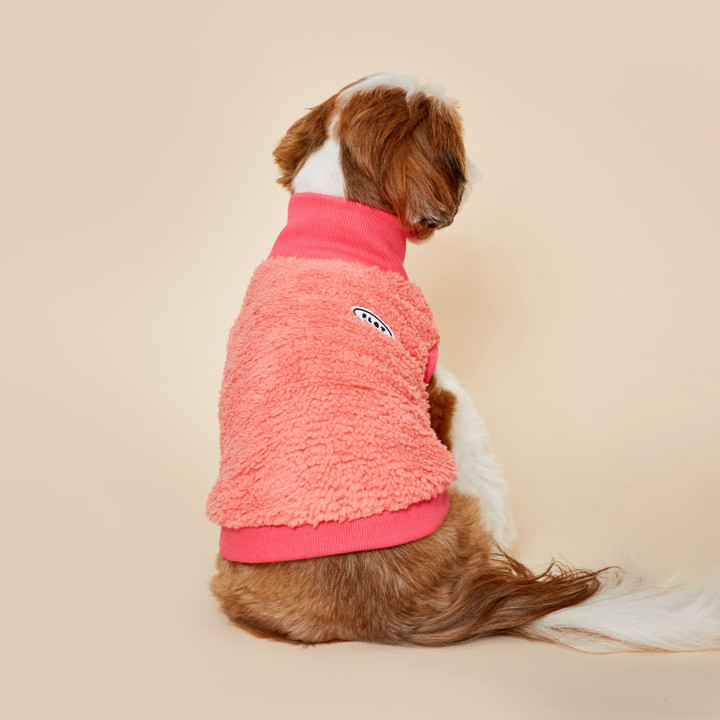 플로트 플러피후리스 하프넥민소매 핑크