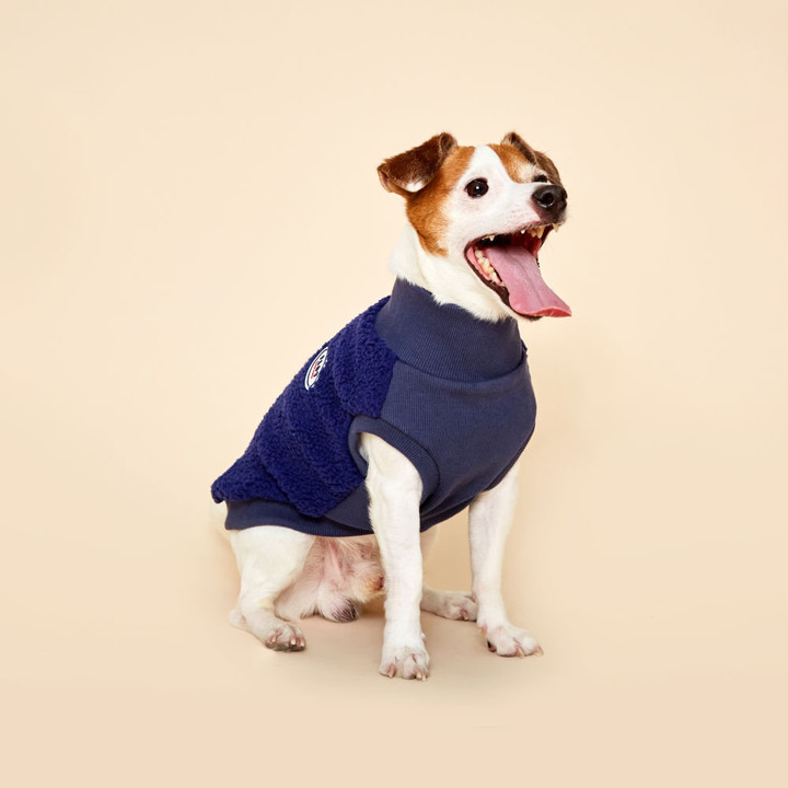 플로트 플러피후리스 하프넥민소매 네이비