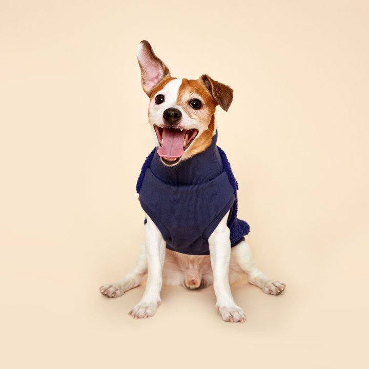 플로트 플러피후리스 하프넥민소매 네이비