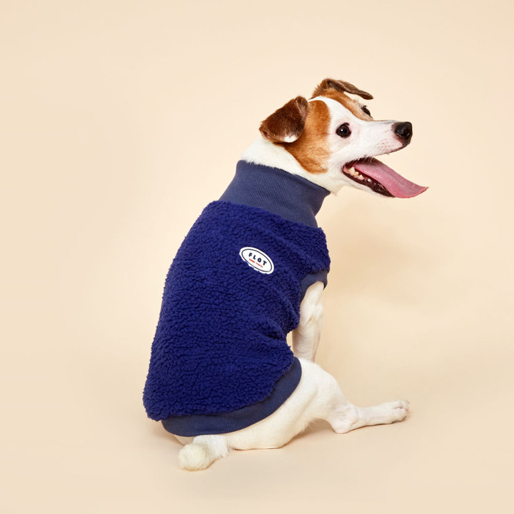 플로트 플러피후리스 하프넥민소매 네이비