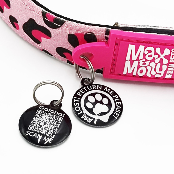 맥스앤몰리 스마트 ID 목줄 레오파드 핑크