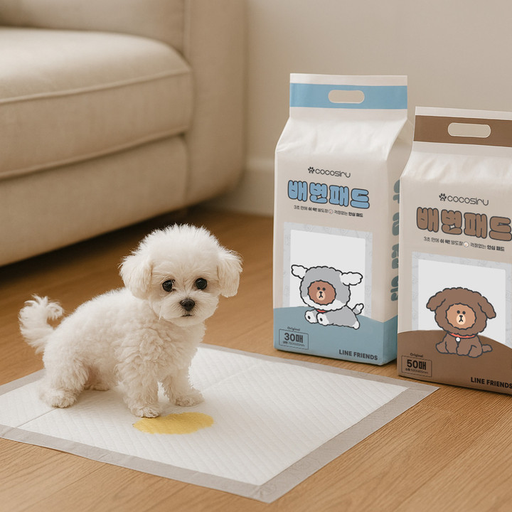 라인프렌즈 코코시루 쉬싹 배변패드 소형 50매