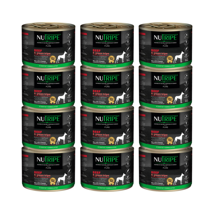 뉴트라이프 퓨어 도그 소고기 앤 그린트라이프 185g*12캔