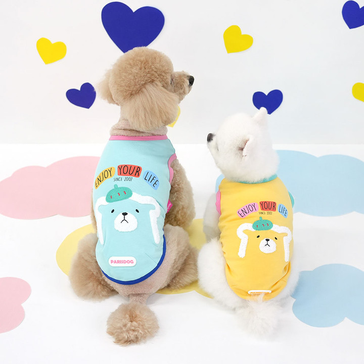 패리스독 베어 코튼티셔츠 옐로우