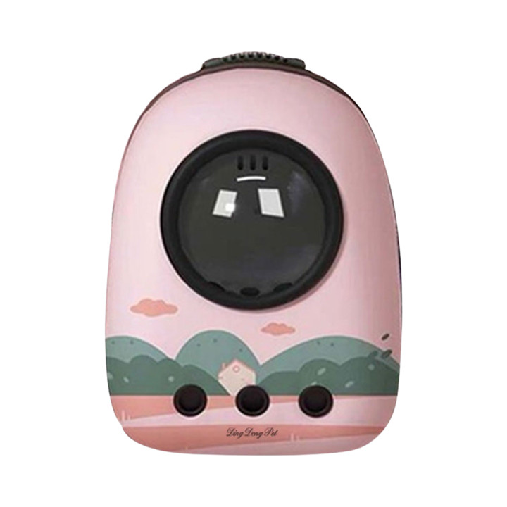 딩동펫 우주홀 백팩 이동가방 일러스트 핑크