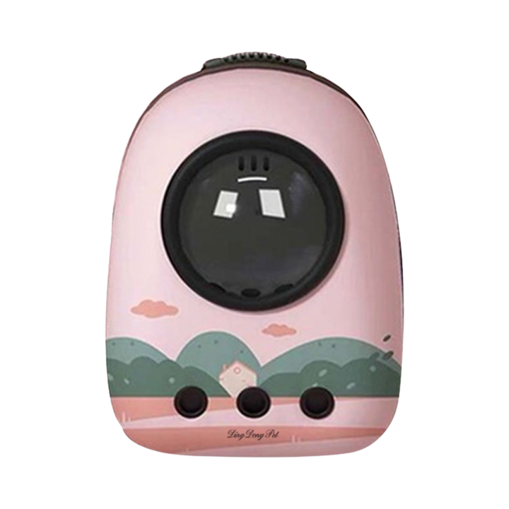 딩동펫 우주홀 백팩 이동가방 일러스트 핑크