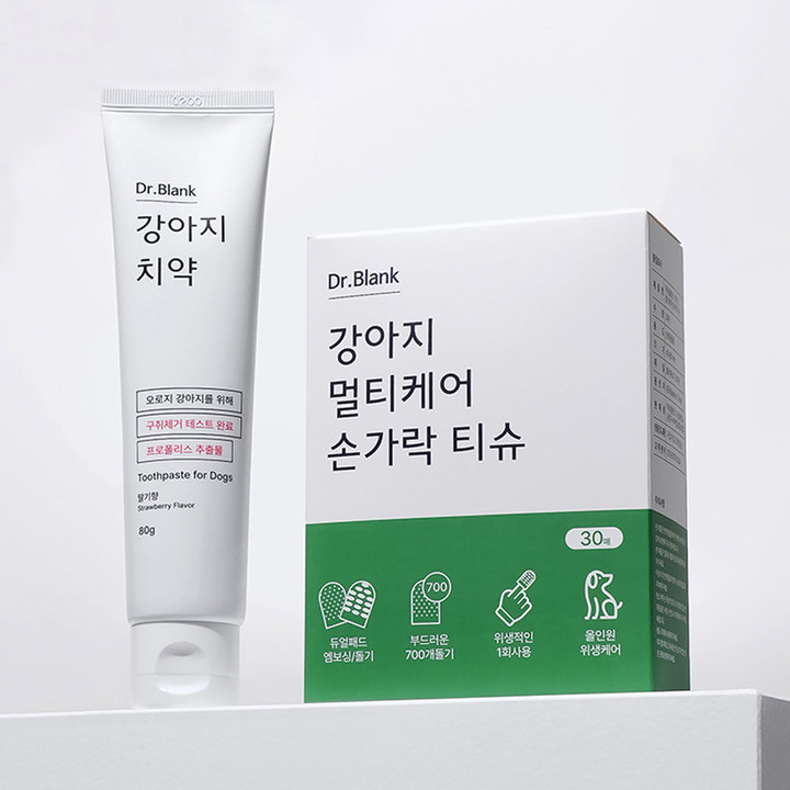 닥터블랭크 바르는 치약 80g + 손가락티슈 세트