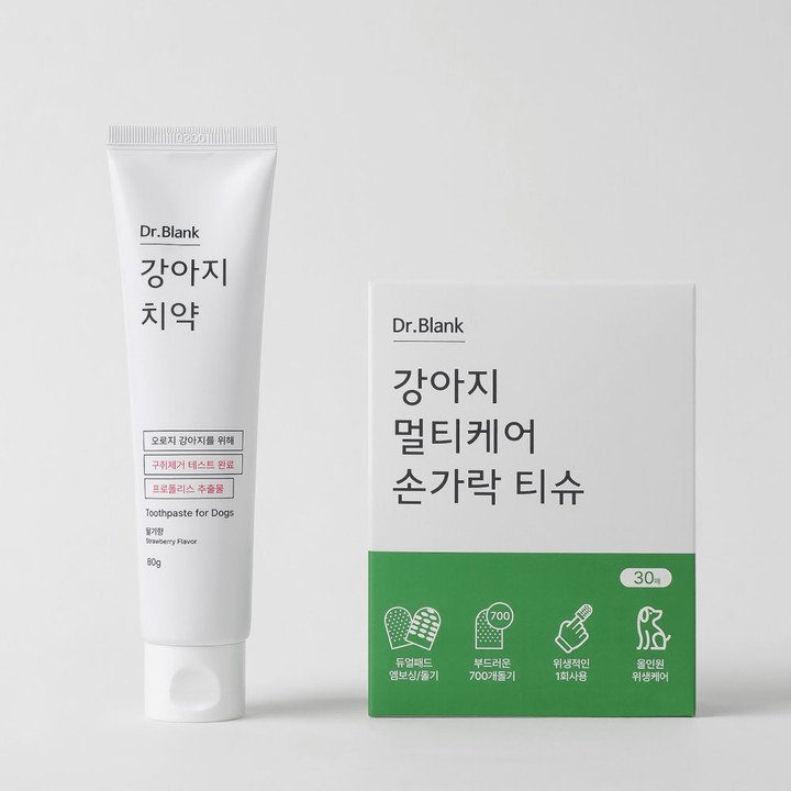 닥터블랭크 바르는 치약 80g + 손가락티슈 세트