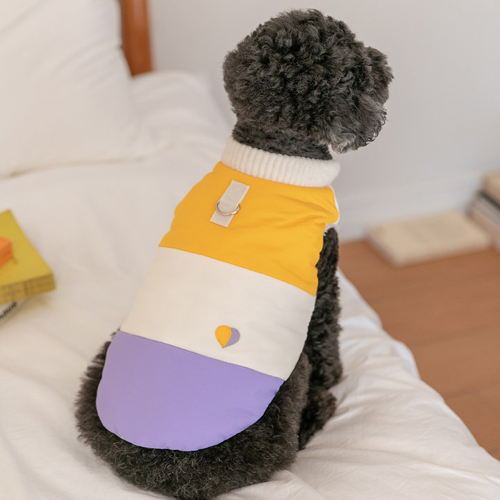 스캠퍼 블럭 웜 패딩 옐로우퍼플