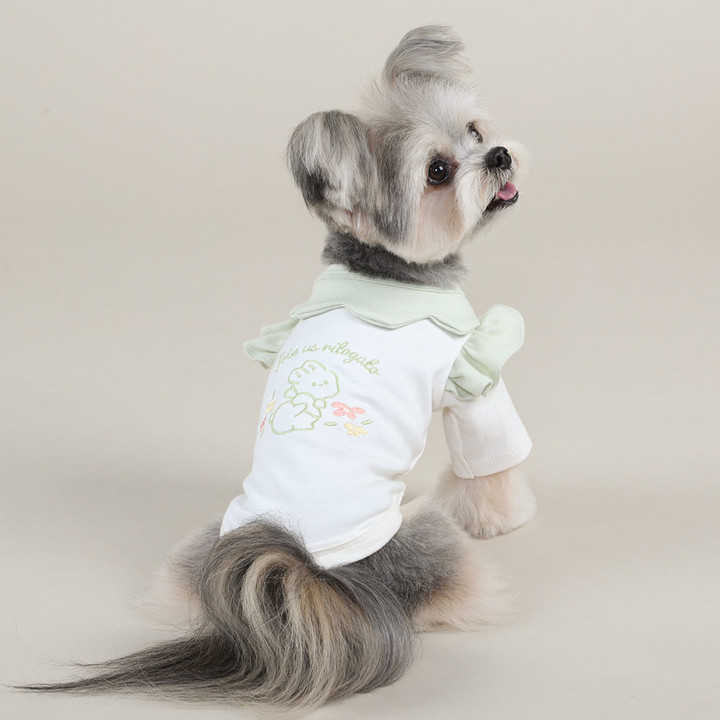 리토가토 오가닉 플라워버니 티셔츠 그린