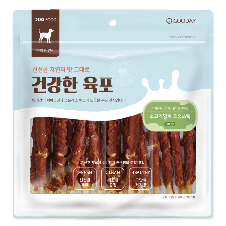 굿데이 건강한육포 우유스틱 소고기 말이 300g