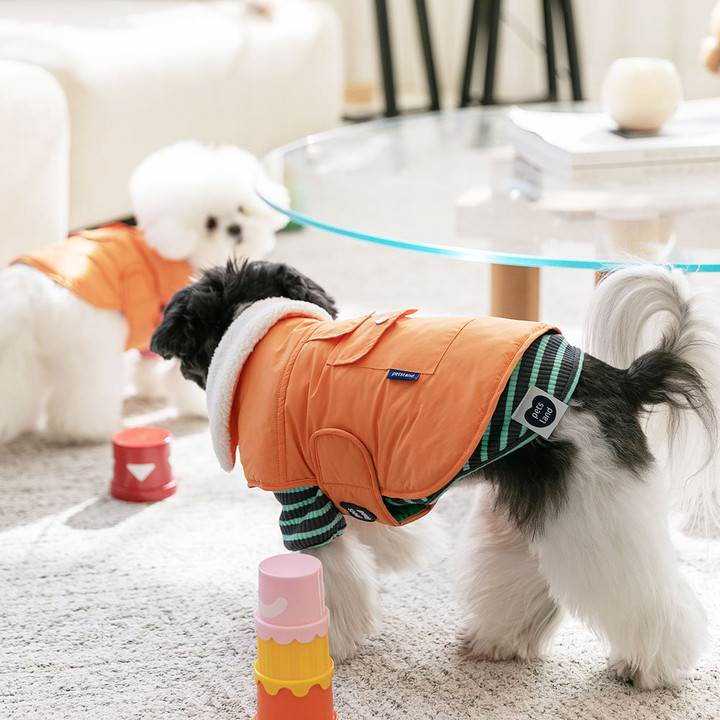 펫츠랜드 모던케이프패딩 오렌지