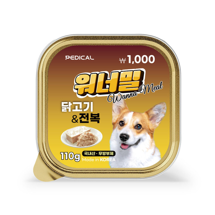 페디칼 워너밀 닭고기&전복 캔 110g