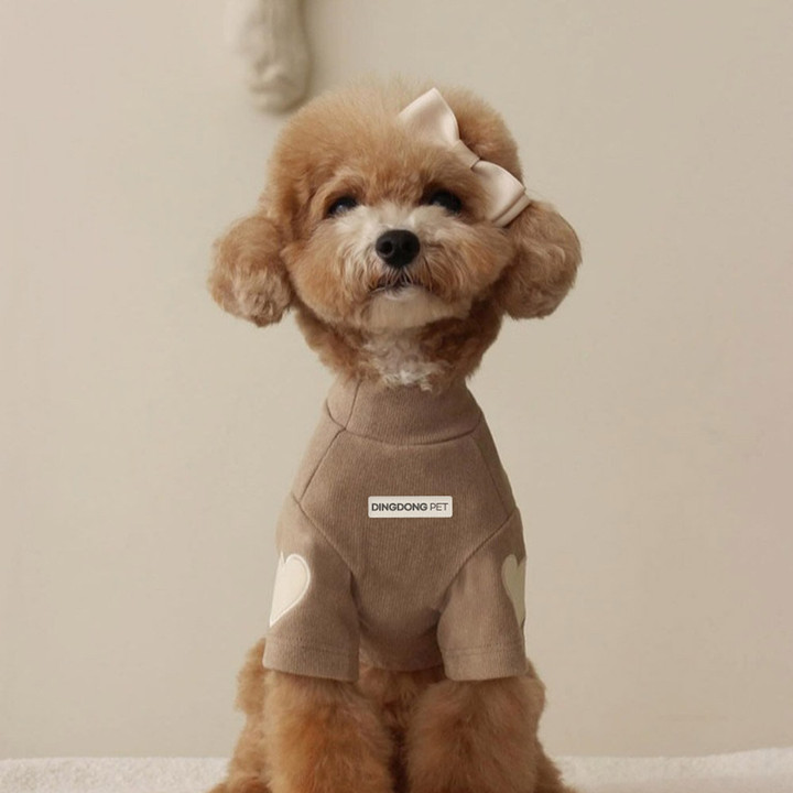 딩동펫 하트 폴라넥 티셔츠