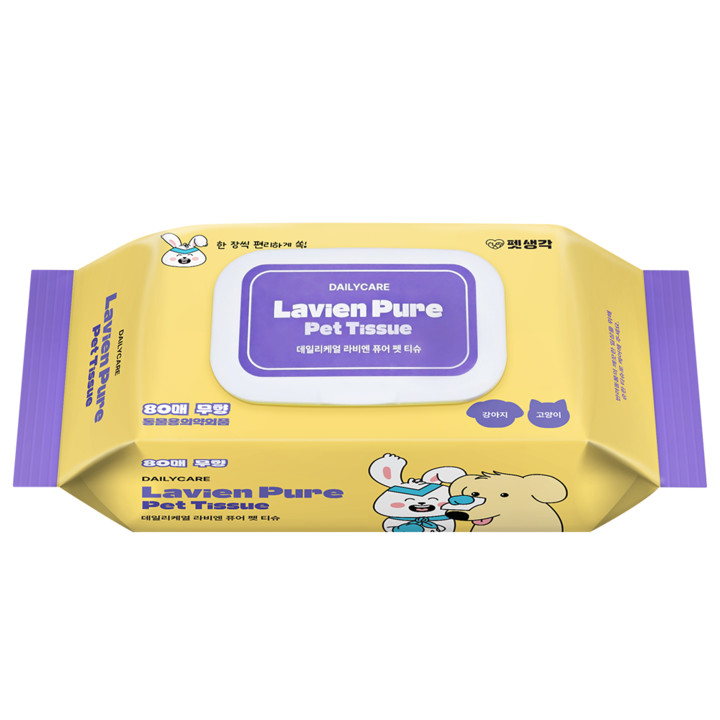 펫생각 데일리케얼 라비엔 퓨어 펫 티슈 6개입 (80매)