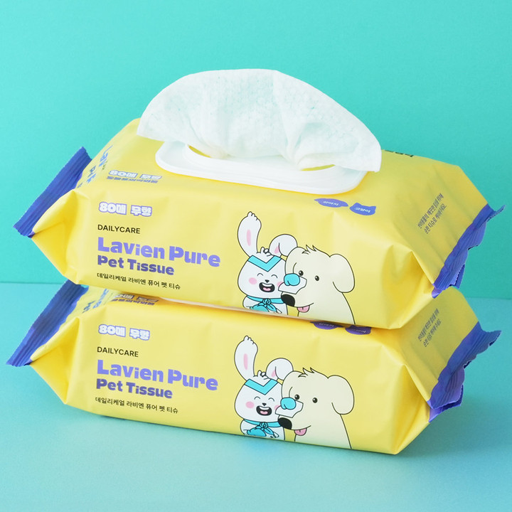 펫생각 데일리케얼 라비엔 퓨어 펫 티슈 6개입 (80매)