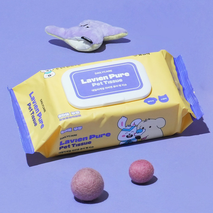 펫생각 데일리케얼 라비엔 퓨어 펫 티슈 6개입 (80매)