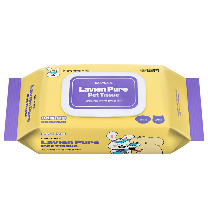 펫생각 데일리케얼 라비엔 퓨어 펫 티슈 6개입 (80매)