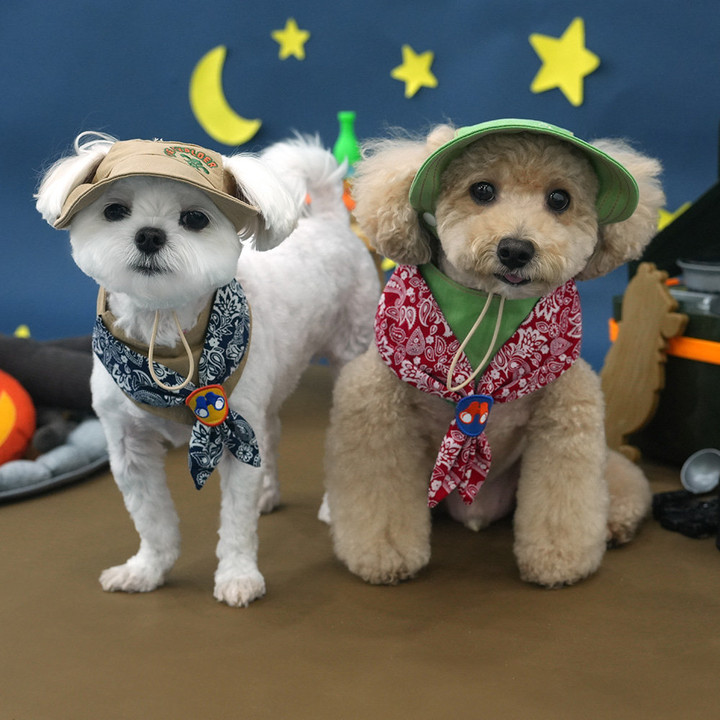 패리스독 아웃도어 스카프&모자세트 카키