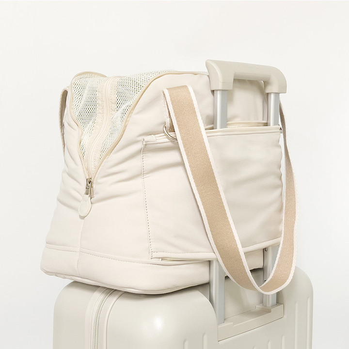 펫츠랜드 강아지 방석겸용 가방 포밍베딩백 오트밀크 M/L