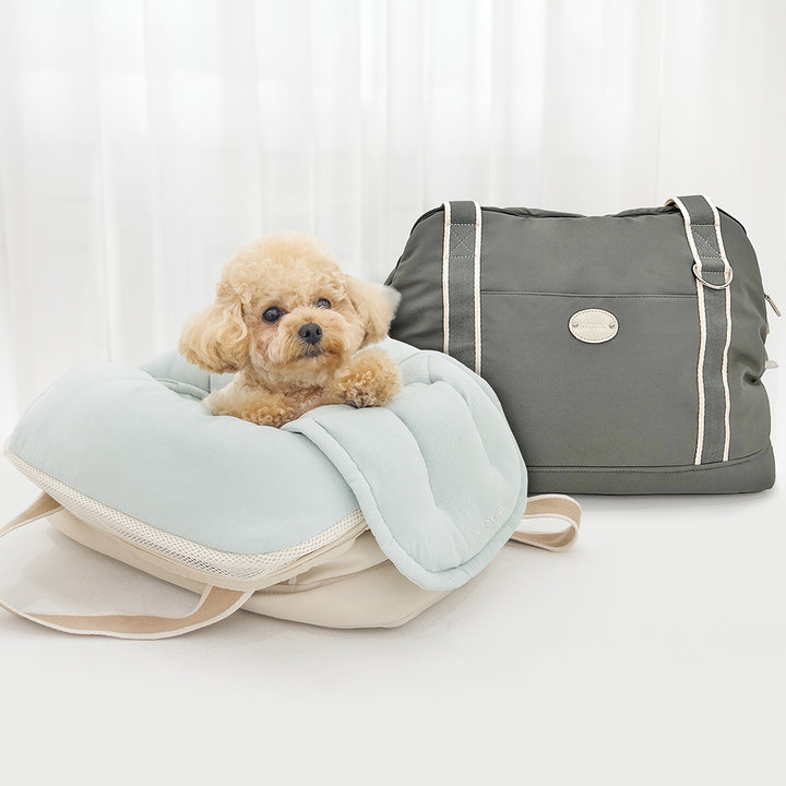 펫츠랜드 강아지 방석겸용 가방 포밍베딩백 오트밀크 M/L