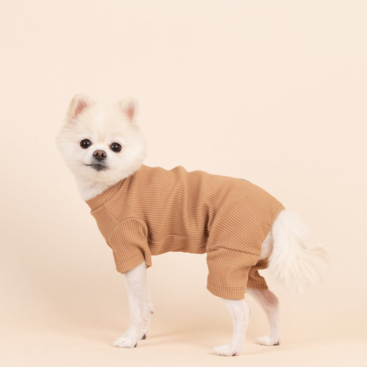 루비디 반팔 골지 올인원 브라운