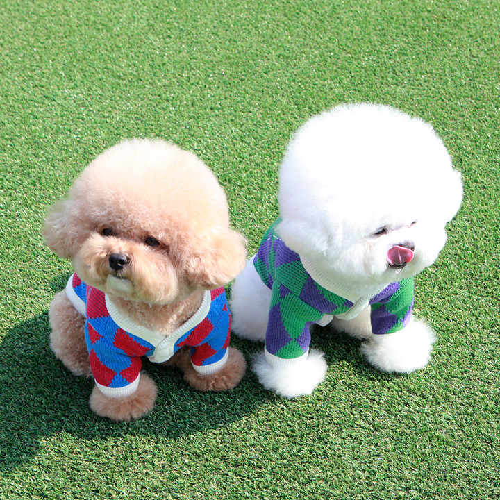 키니키니 KINI DIAMOND PATTERN CARDIGAN-RED(가디건)